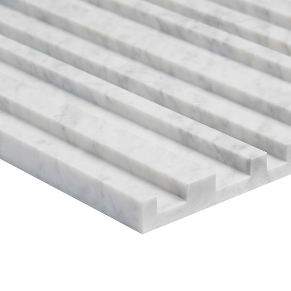 Stonework Barcode Carrara White 12x24 3D Polished Marble Tile