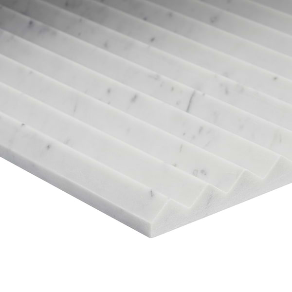 Stonework Peak Carrara White 12x24 3D Satin Marble Tile