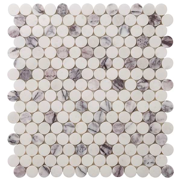 Lilac Premium 1" Penny Round Polished Marble Mosaic Tile