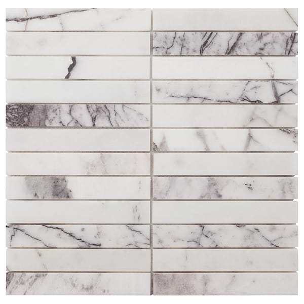 Lilac Premium 1x6 Stacked Honed Marble Mosaic TIle