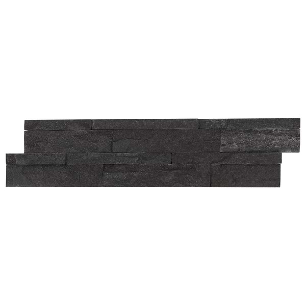 Tenerife Titanium Black 6x24 Splitface Quartzite Stacked Stone Tile