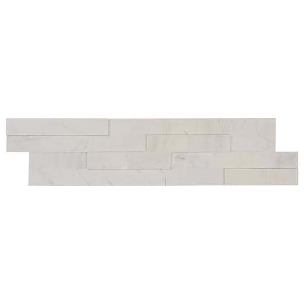 Tenerife Aspen White 6x24 Honed Marble Stacked Stone Tile