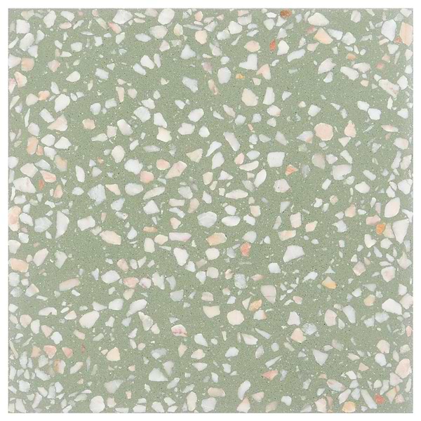 True Terrazzo Lisbon Green 16x16 Polished Terrazzo Tile