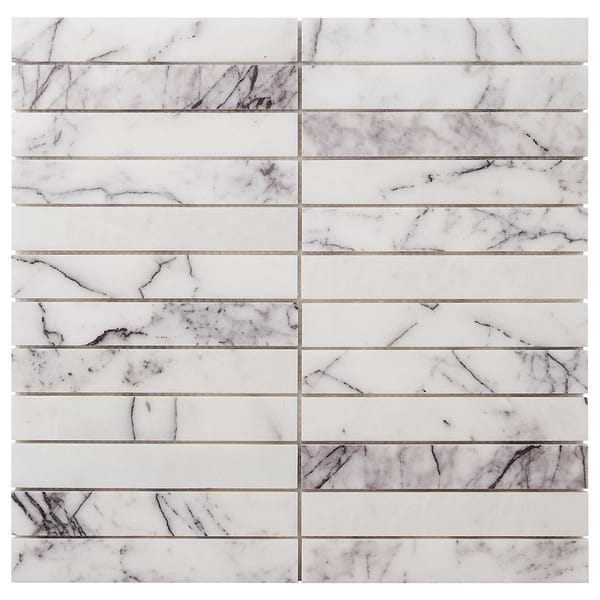 Lilac Premium 1x6 Stacked Polished Marble Mosaic TIle