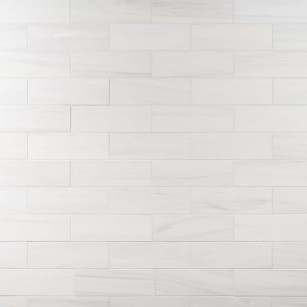 Bianco Dolomite White 4x12 Premium Honed Marble Tile
