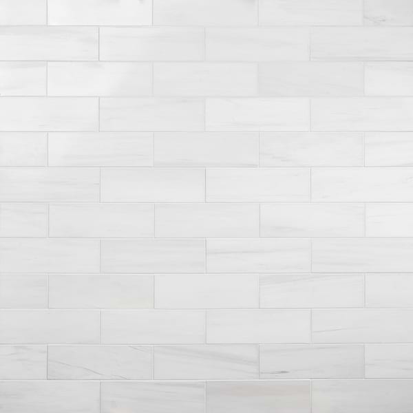 Bianco Dolomite White 4x12 Premium Polished Marble Tile