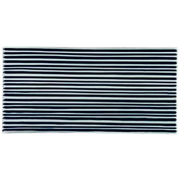 Nabi Subway Midnight Blue Green 4.5x9 Fluted Ridged Crackled Glossy Glass Tile