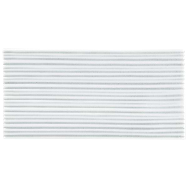 Nabi Subway Arctic Blue 4.5x9 Fluted Ridged Crackled Glossy Glass Tile