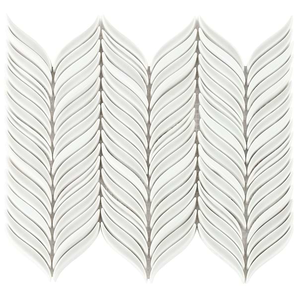 Nabi Alula Tundra Gray Chevron Crackled Glossy Glass Mosaic Tile