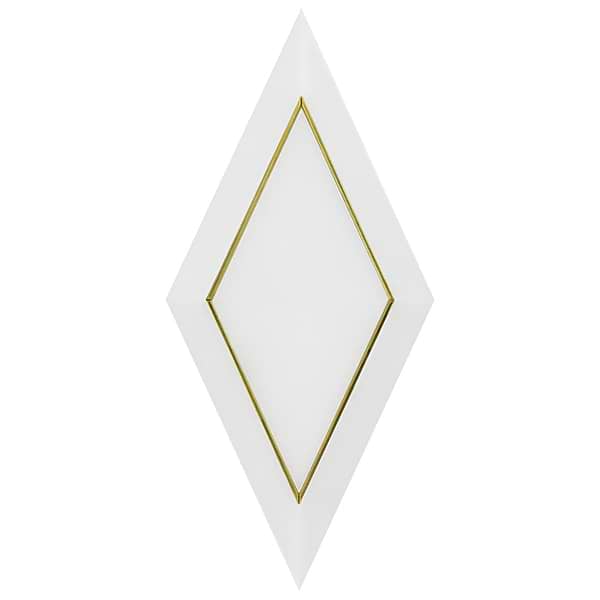 Basque White Jade Brass Inlay 6x12 Beveled Polished Marble Tile