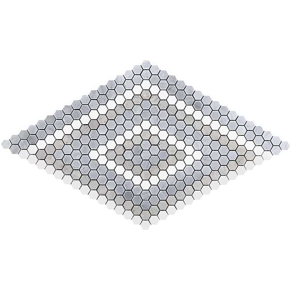 Juno Diamond Beige and Gray 1" Hexagon Polished Marble Mosaic Tile