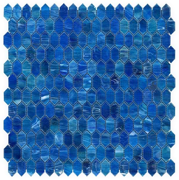 Flicker Iridescent Marine Blue 1/4" x 1" Polished Glass Mosaic Tile