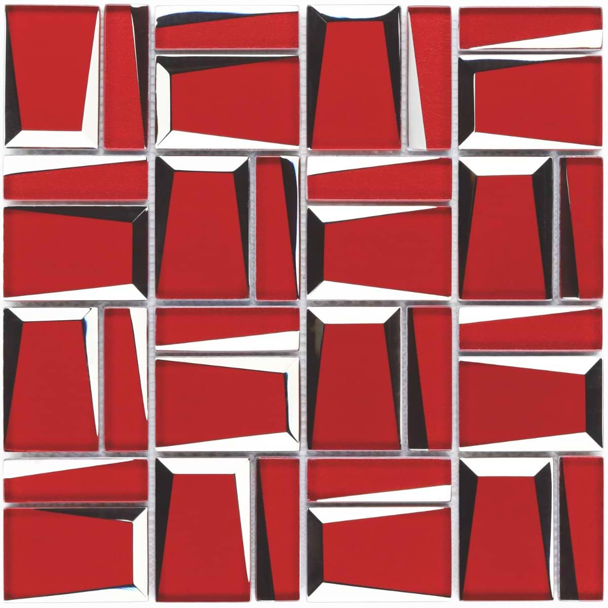 Rumi French Red 2x3 Polished Mirrored Glass Mosaic Tile