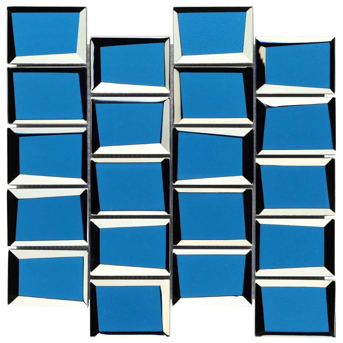 Rumi Glam Blue 2x3 Polished Mirrored Glass Mosaic Tile