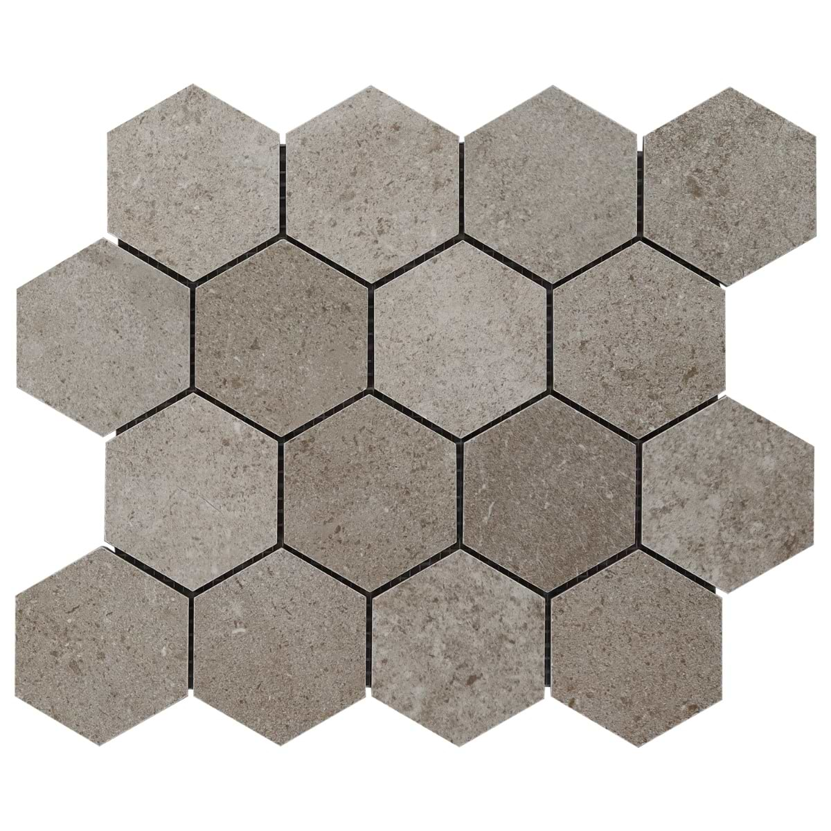 New Rock Tortora Beige 3" Hex Limestone Look Matte Porcelain Mosaic Tile