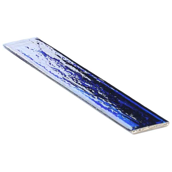 Komorebi Brick Athens Blue 2x12 Polished Glass Subway Tile