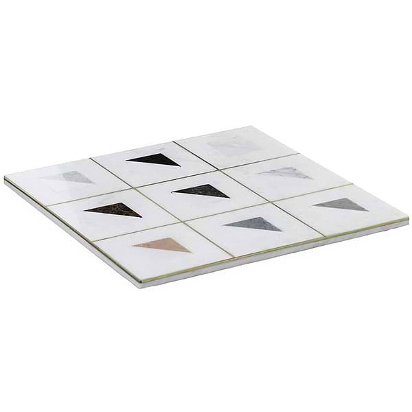 Adaya Multicolor 4x4 Polished Marble- Pearl and Brass Mosaic Tile