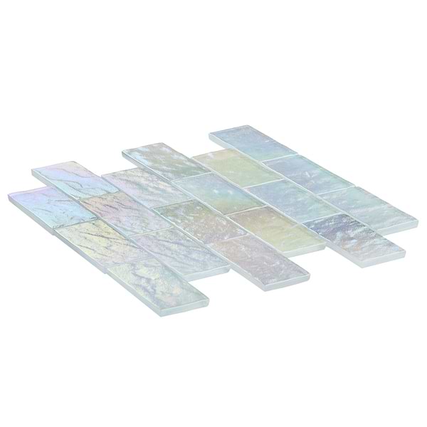 Splash Glacier White 2x4 Polished Glass Mosaic Tile
