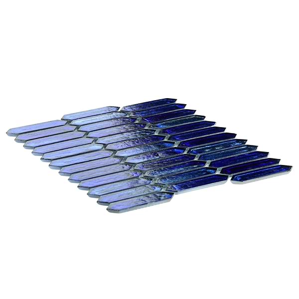 Komorebi Picket Athens Blue 1x3 Polished Glass Mosaic Tile