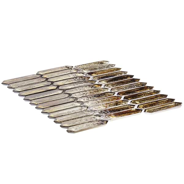 Komorebi Picket Canal Golden Brown 1x3 Polished Glass Mosaic Tile
