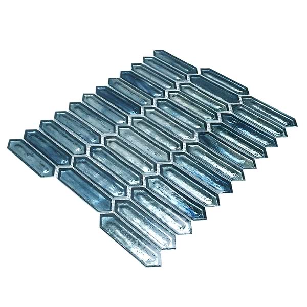 Komorebi Picket Jet Stream Blue 1x3 Polished Glass Mosaic Tile