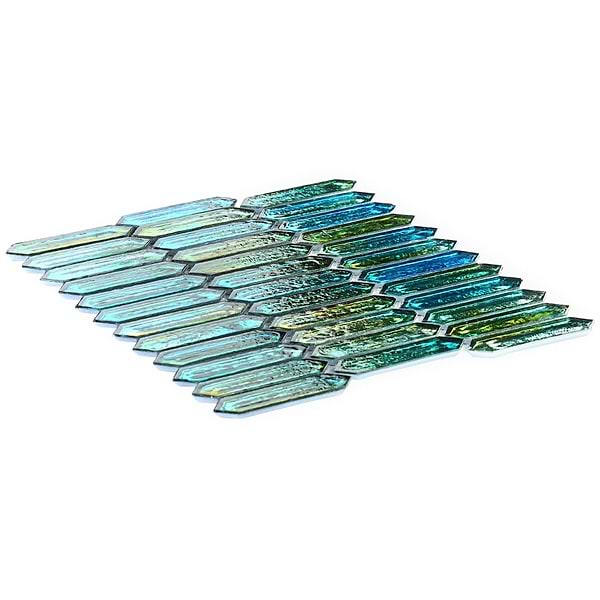 Komorebi Picket Juneau Spring Multicolor 1x3 Polished Glass Mosaic Tile