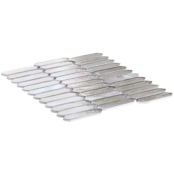 Komorebi Picket Mineral Ice Gray 1x3 Polished Glass Mosaic Tile