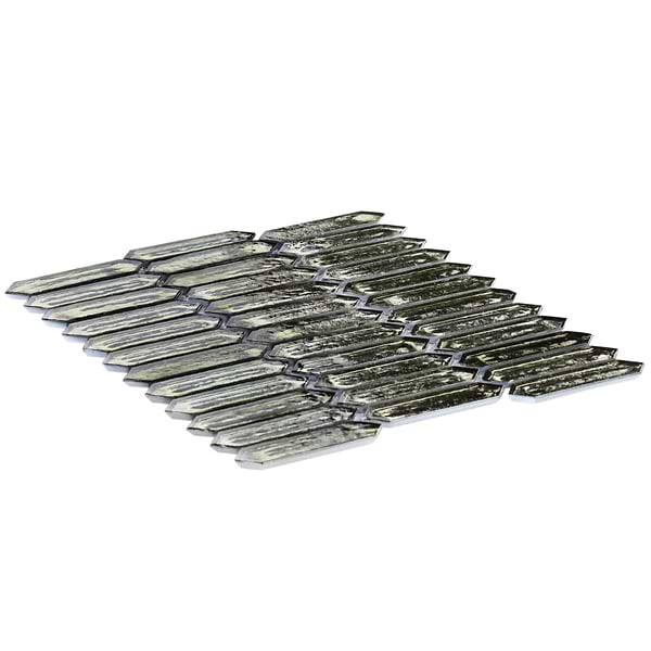Komorebi Picket Rainforest Dew Gray 1x3 Polished Glass Mosaic Tile