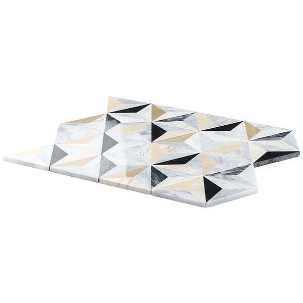 Phantasm Harvest Cream and Gray Polished Mixed Marble Mosaic Tile