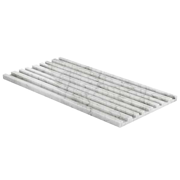 Stonework Barcode Carrara White 12x24 3D Polished Marble Tile