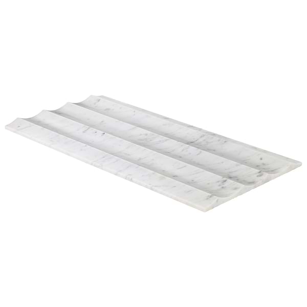 Stonework Fluted Carrara White 12x24 3D Honed Marble Tile
