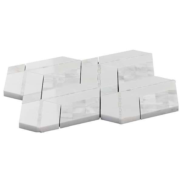 Diana White Polished Marble and Pearl Mosaic Tile