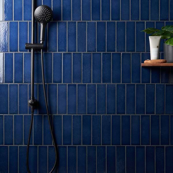 ColorOne Jean Blue 2x8 Crackled Glossy Lava Stone Tile