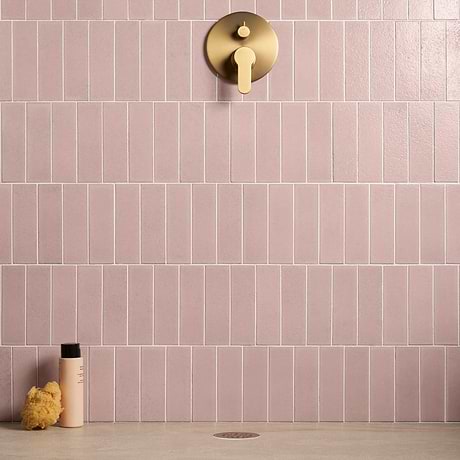 Color One Blush Pink 2x8 Glossy Lava Stone Tile
