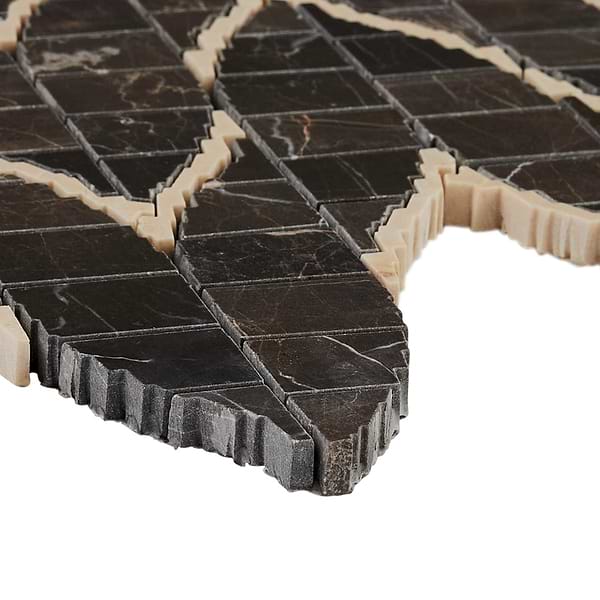 Ikara Saint Laurent Honed Waterjet Marble Mosaic Tile in Brown, Beige, View 8, open zoomed image