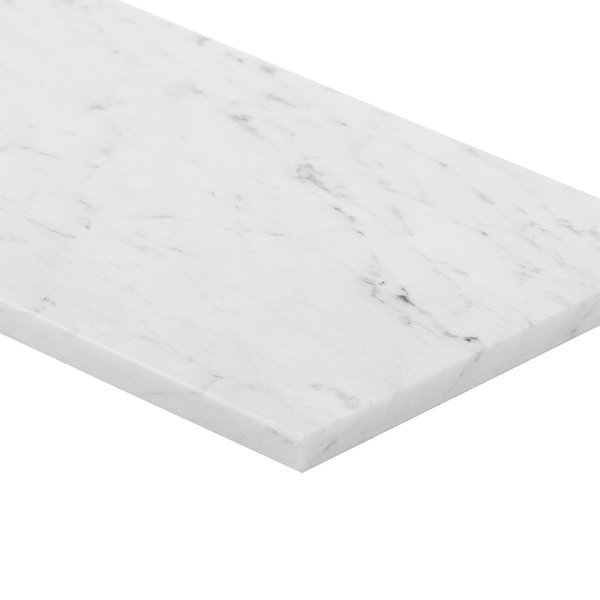 Bianco Carrara 6x18 Honed Marble Tile - Sample in White, View 8, open zoomed image