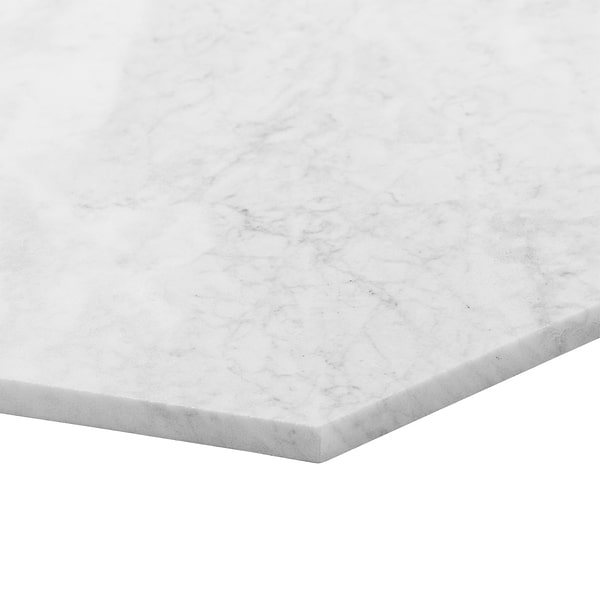 Bianco Carrara 10" Hexagon Honed Marble Tile in White, View 8, open zoomed image