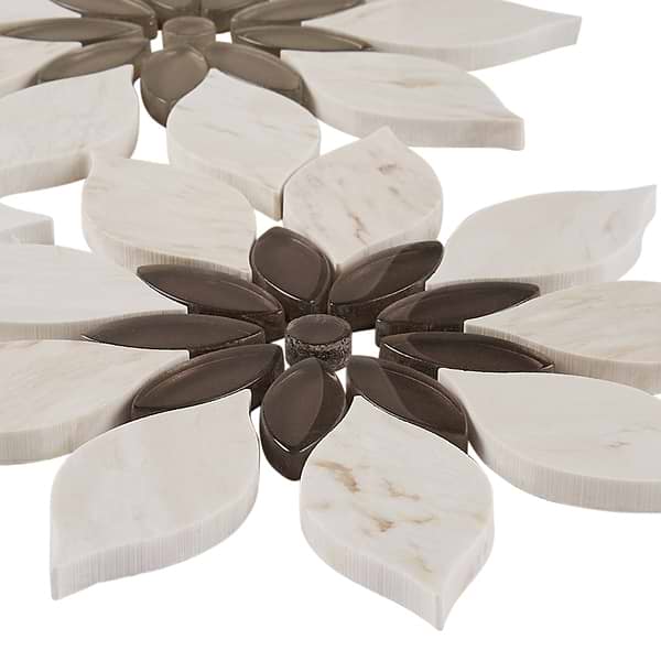 Wildflower Pale Oak Wooden Beige and Glass Marble Polished Tile