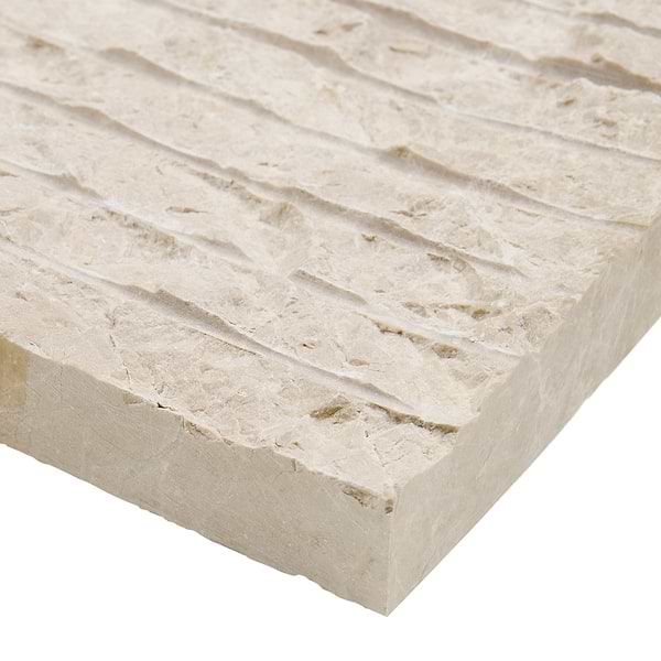 Cream Misto Beige  Chiseled 12x24 Textured Marble Tile