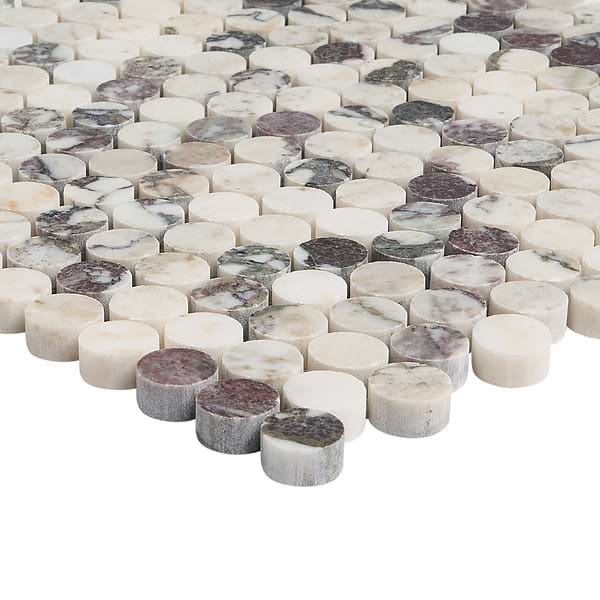 Calacatta Viola Premium 1" Penny Round Honed Marble Mosaic Tile