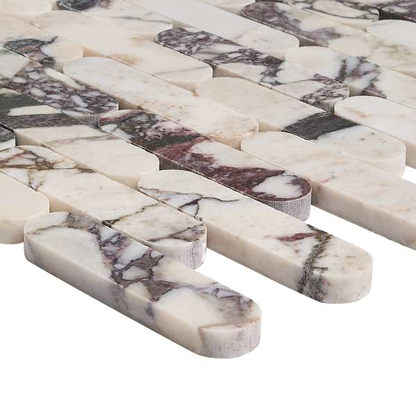 Calacatta Viola Premium 1x4 Pill Honed Marble Mosaic Tile