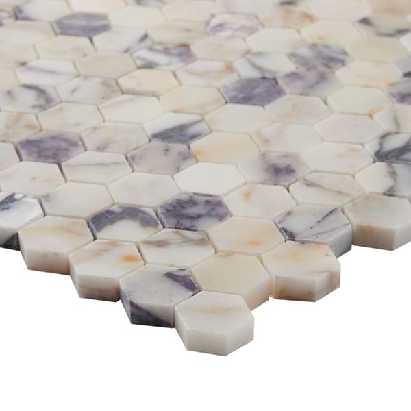 Calacatta Monet 1" Hexagon Honed Marble Mosaic Tile