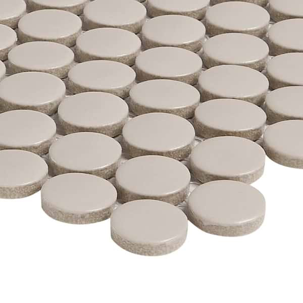 Serenity Taupe Gray 1" Penny Round Matte Porcelain Mosaic Tile