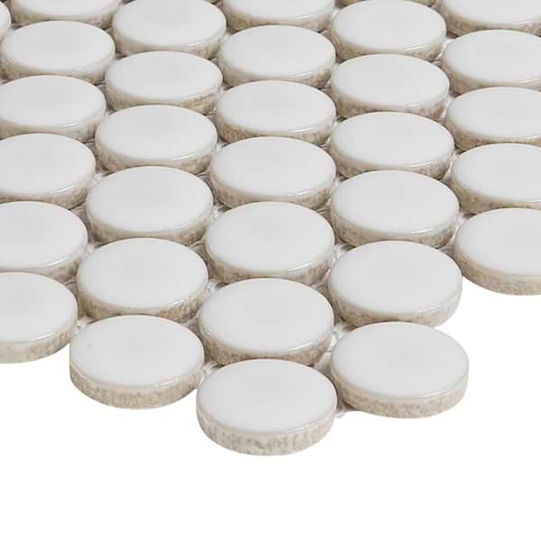 Serenity White 1" Penny Round Matte Porcelain Mosaic Tile