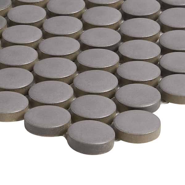 Serenity Dark Gray 1" Penny Round Matte Porcelain Mosaic Tile