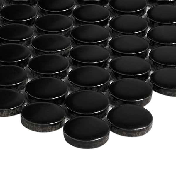 Serenity Black 1" Penny Round Matte Porcelain Mosaic Tile