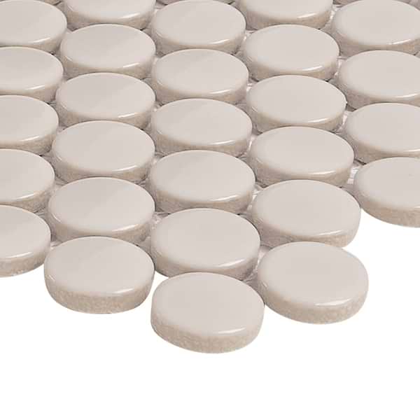 Serenity Pearl Beige 1" Penny Round Polished Porcelain Mosaic Tile