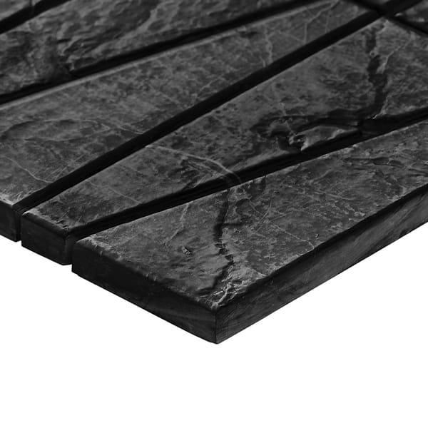Velour Nero Marquina 2x6 Trapezoid Leather Marble Mosaic Tile in Black, White, View 9, open zoomed image
