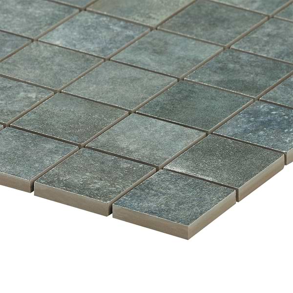 Flatiron 2.0 Aquamarine Green 2x2 Matte Porcelain Mosaic Tile by Angela Harris in Green, View 8, open zoomed image