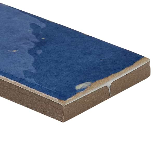 Essa Blue 2x6 Terracotta Look Polished Porcelain Tile in Blue, View 8, open zoomed image